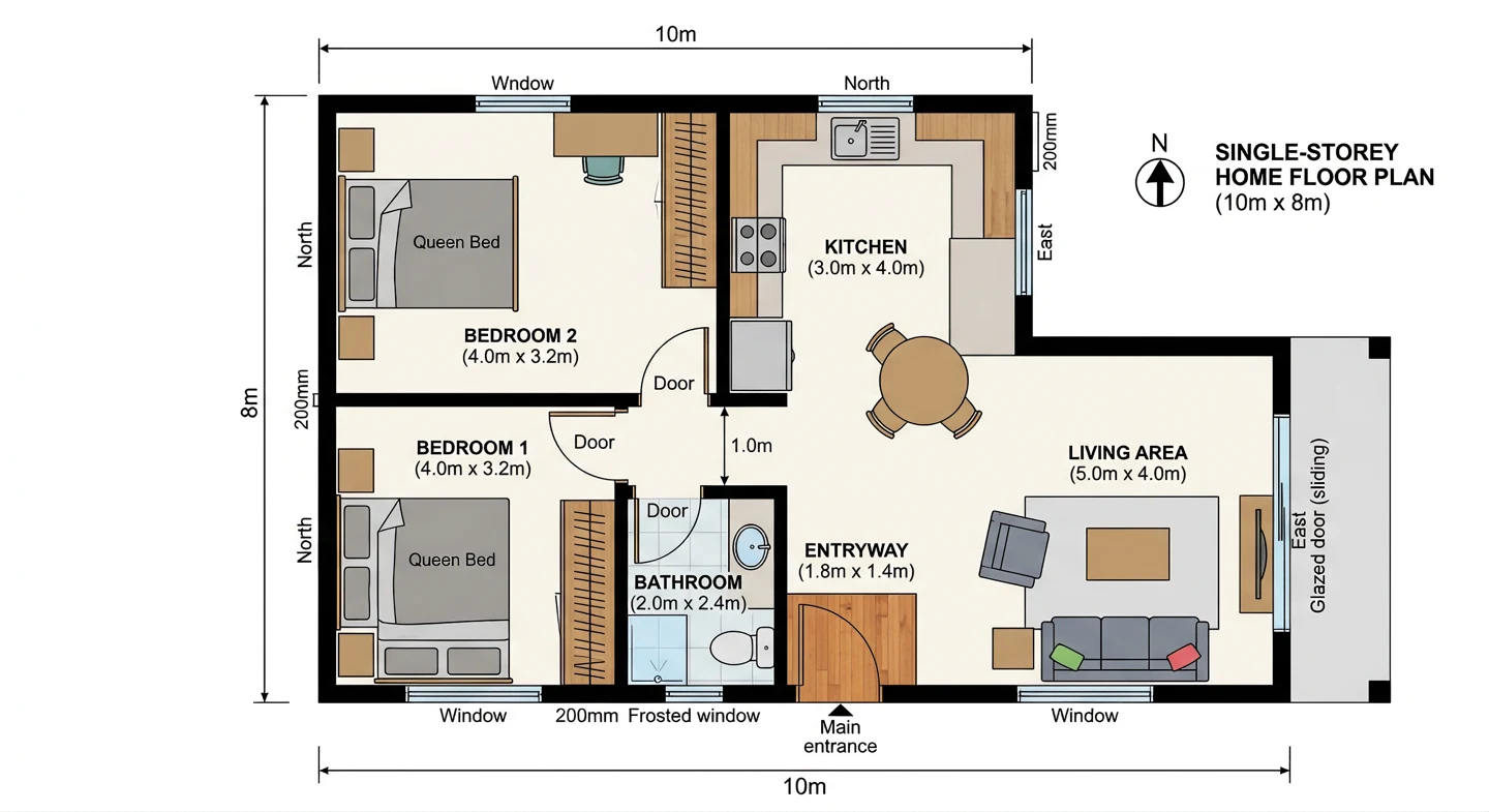Original floor plan with a gray sofa