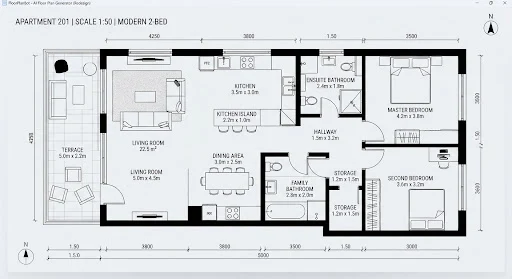 Illustrative architectural floor plan, used as a design example
